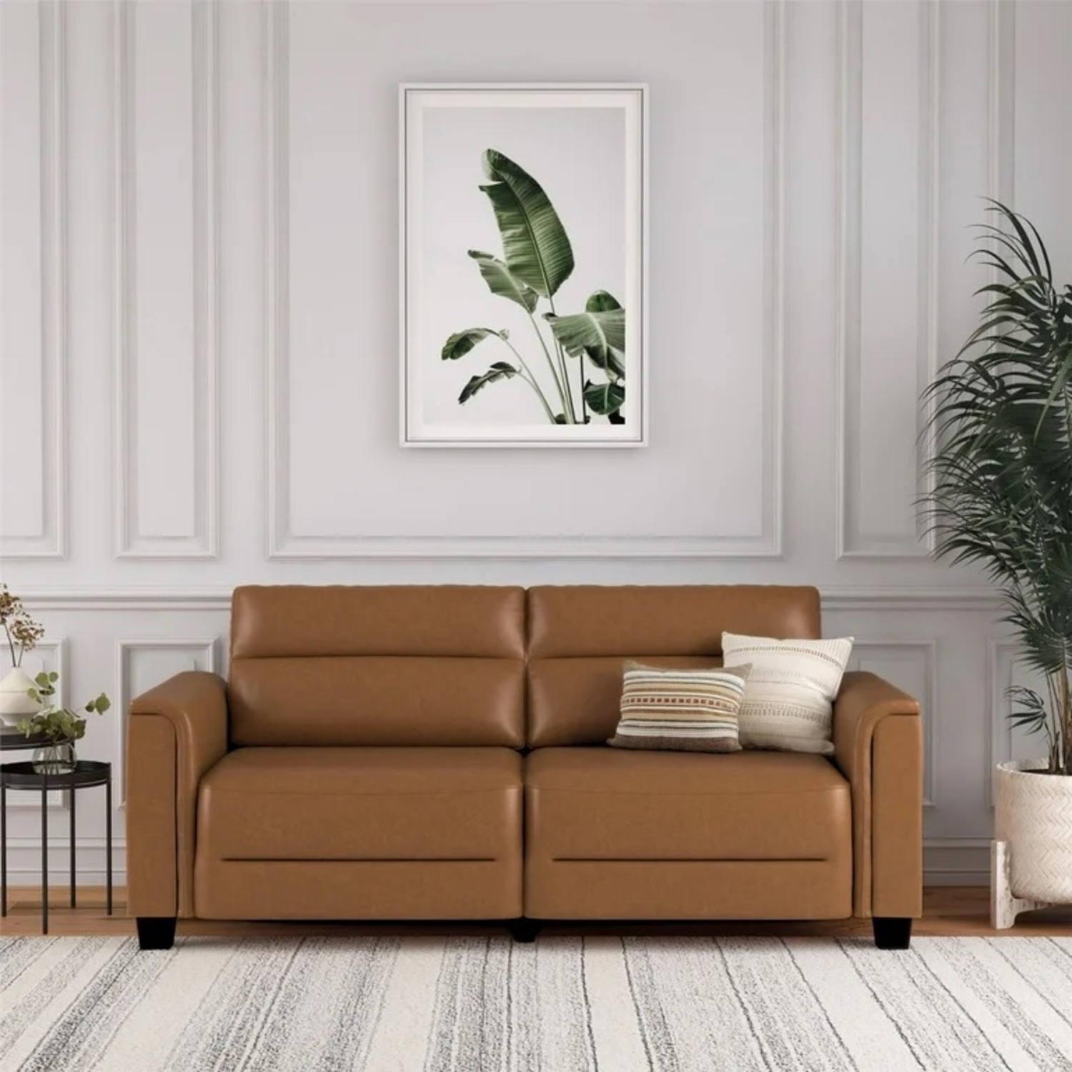 Walmart Light Brown Faux Leather 2 Seater Sofa - image-1