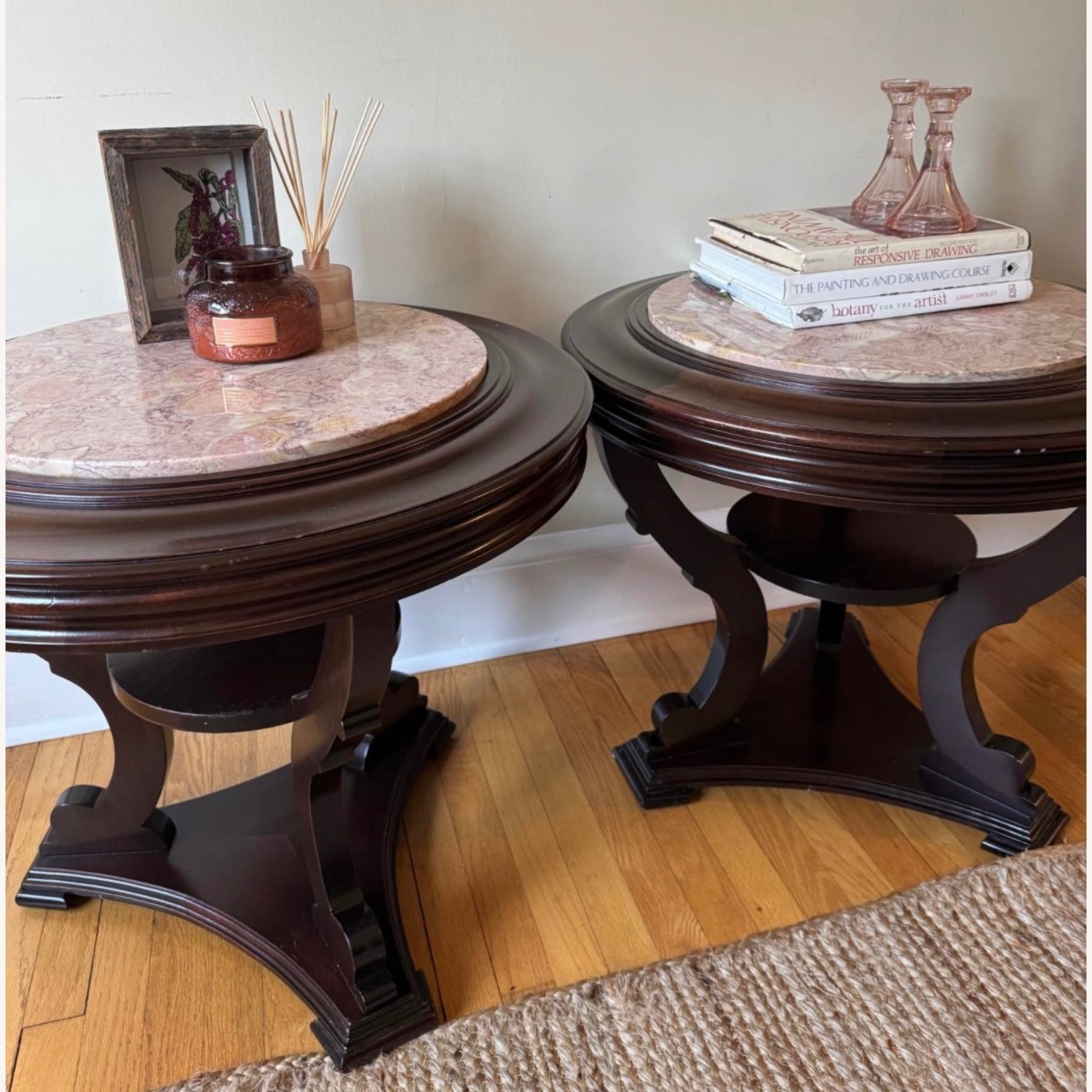 Vintage/Antique Finds Pink Marble Side Tables - image-1