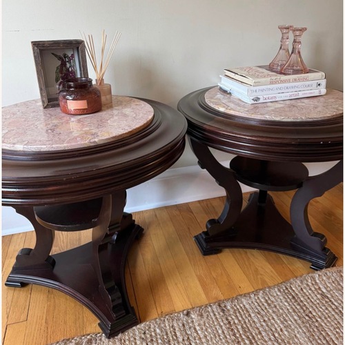 Used Vintage/Antique Finds Pink Marble Side Tables for sale on AptDeco