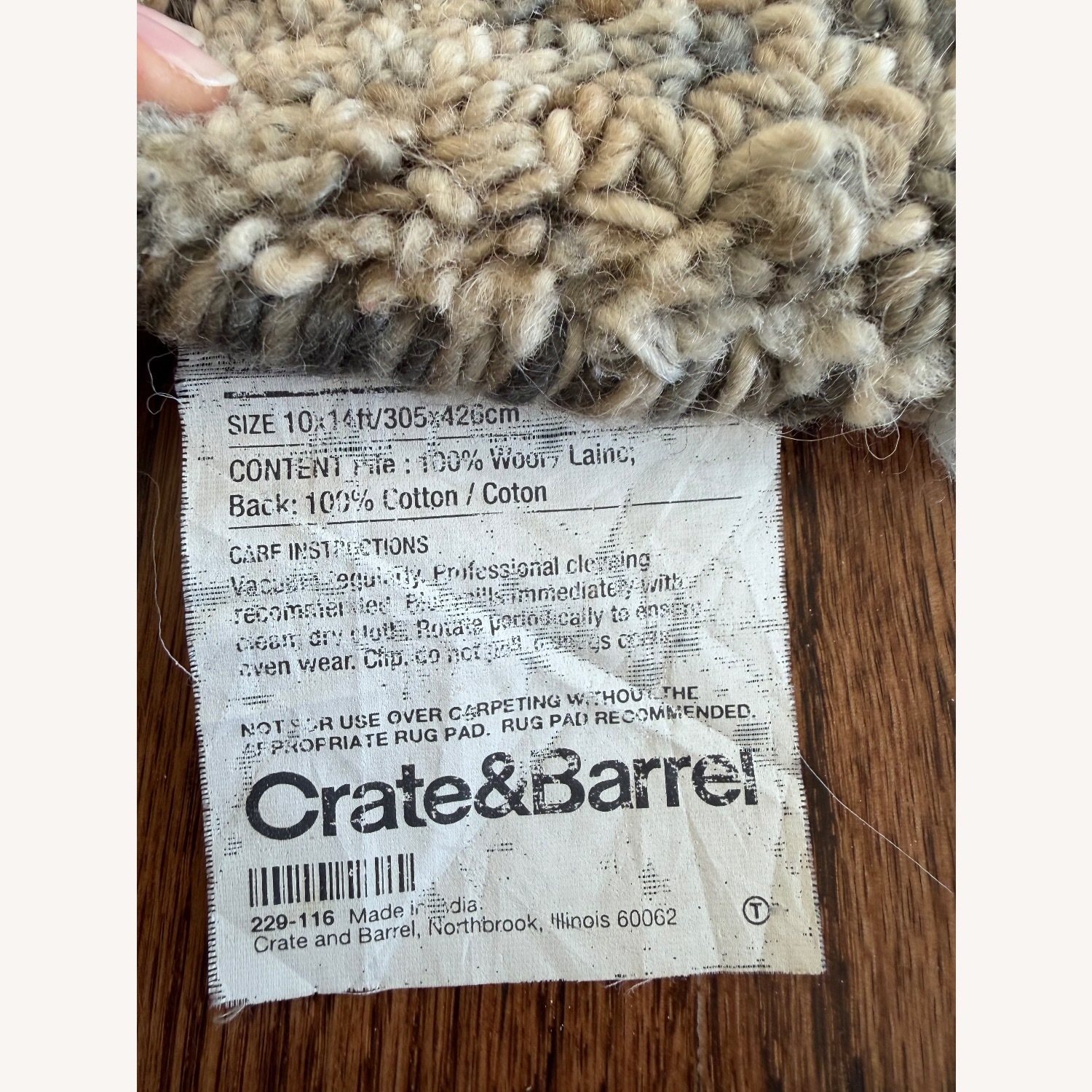 Crate & Barrel Light Gray Wool Area Rug 10' x 14' - image-7