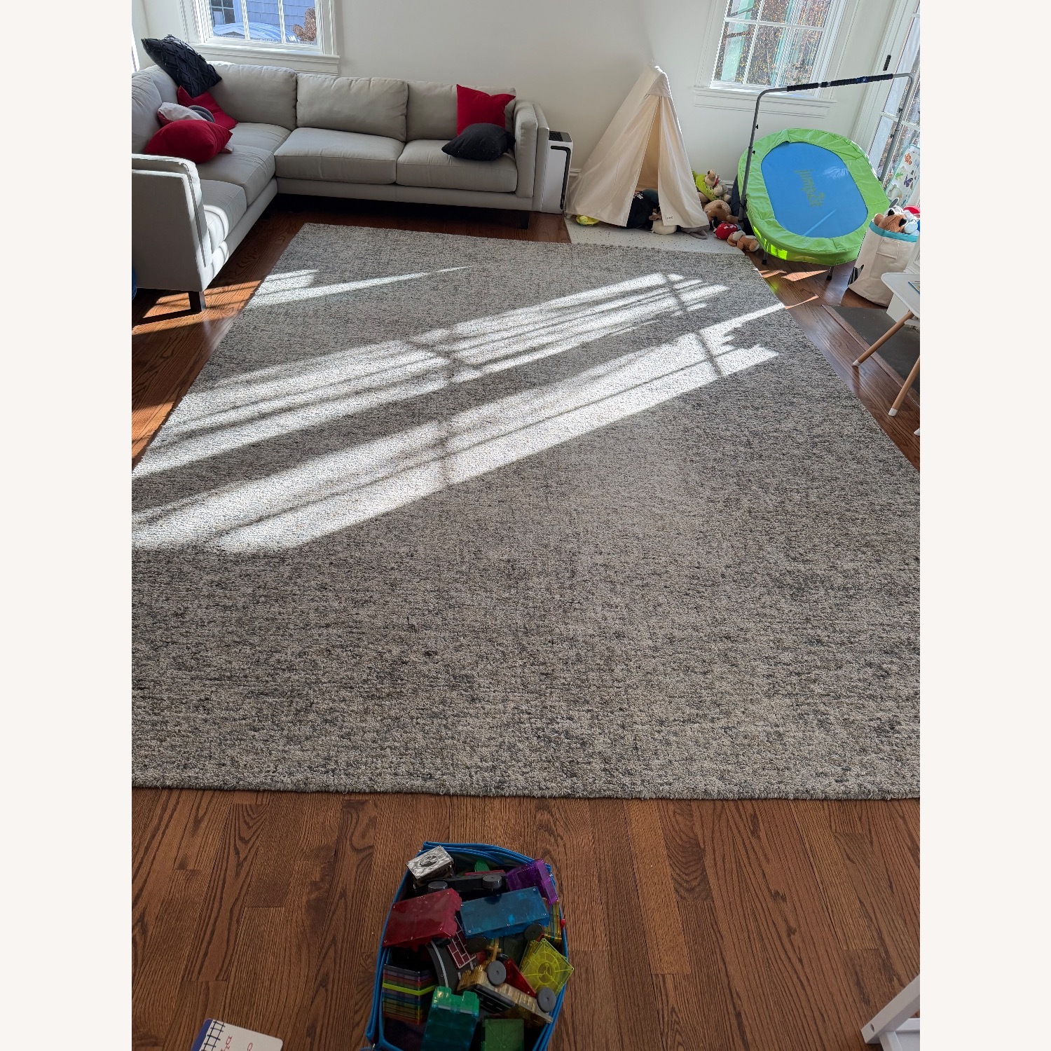 Crate & Barrel Light Gray Wool Area Rug 10' x 14' - image-5