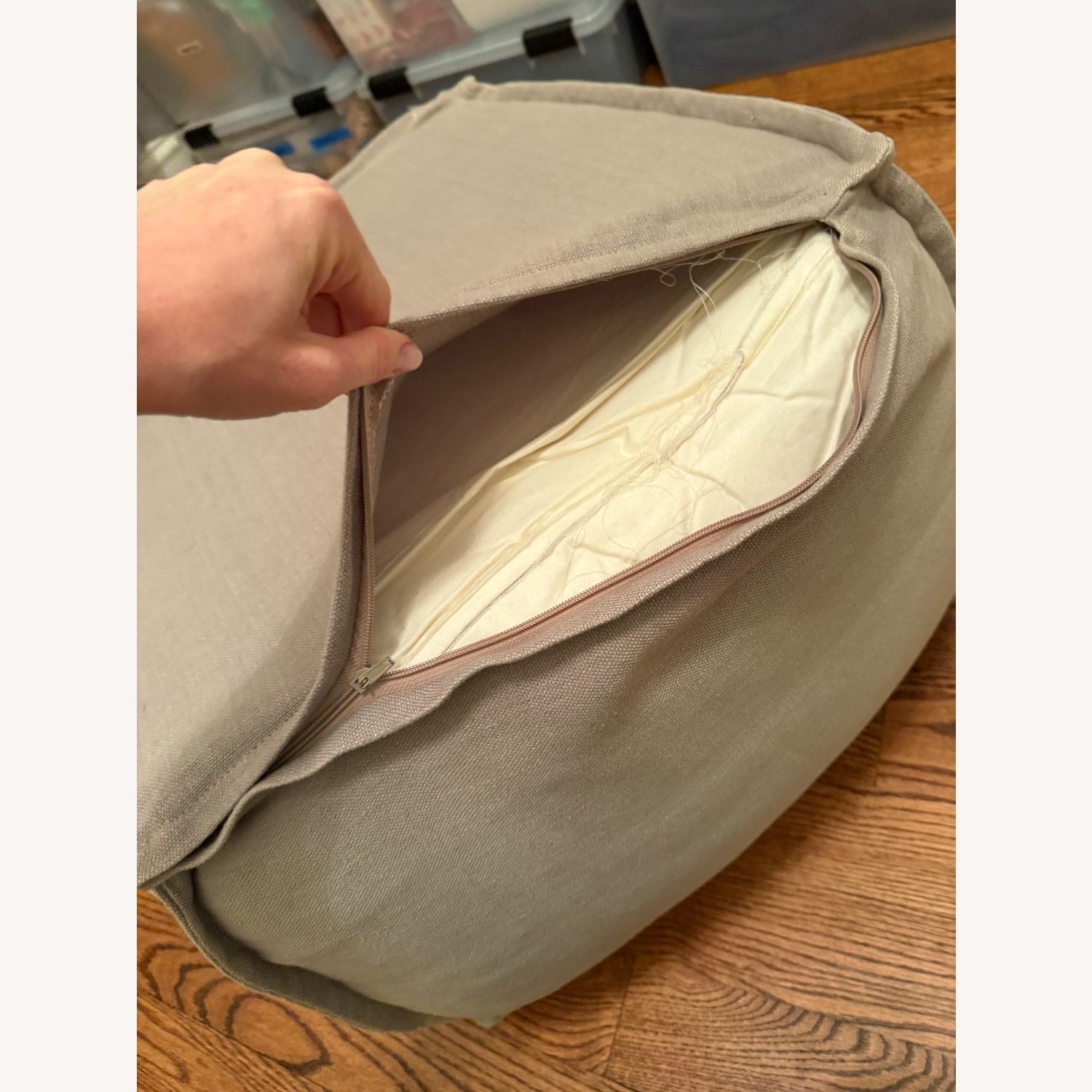 Room & Board Light Gray Fabric Ottoman - image-4