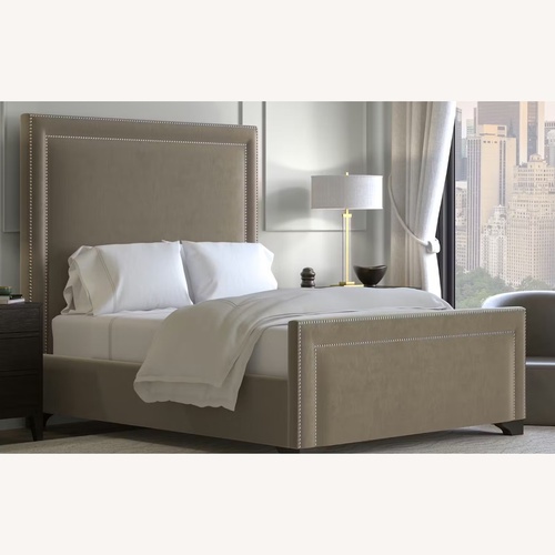 Used Saatva Marseille Light Gray Fabric King Bed for sale on AptDeco