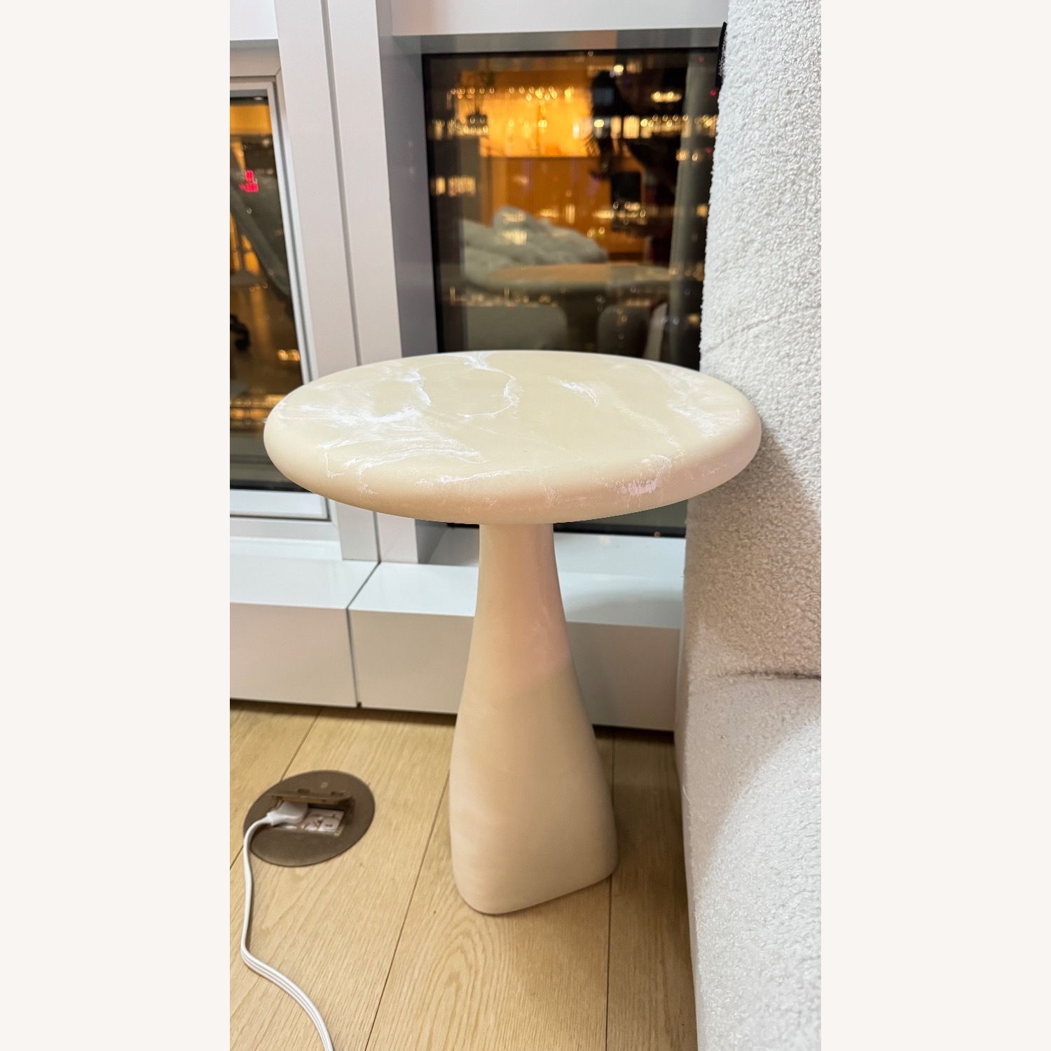 CB2 White Marble Side Table - image-1