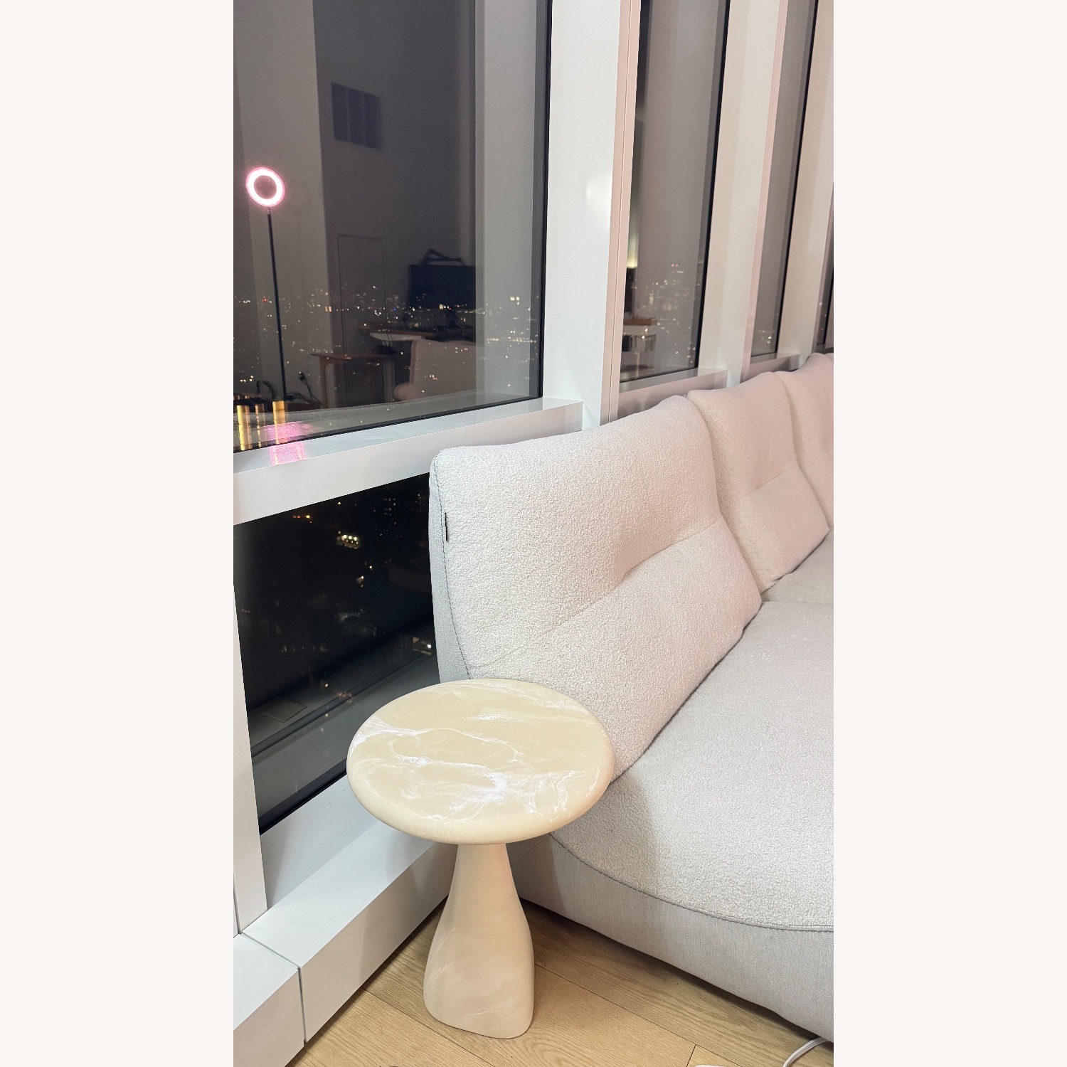 CB2 White Marble Side Table - image-2