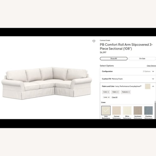 Used Pottery Barn Comfort Slipcover Left Sectional for sale on AptDeco