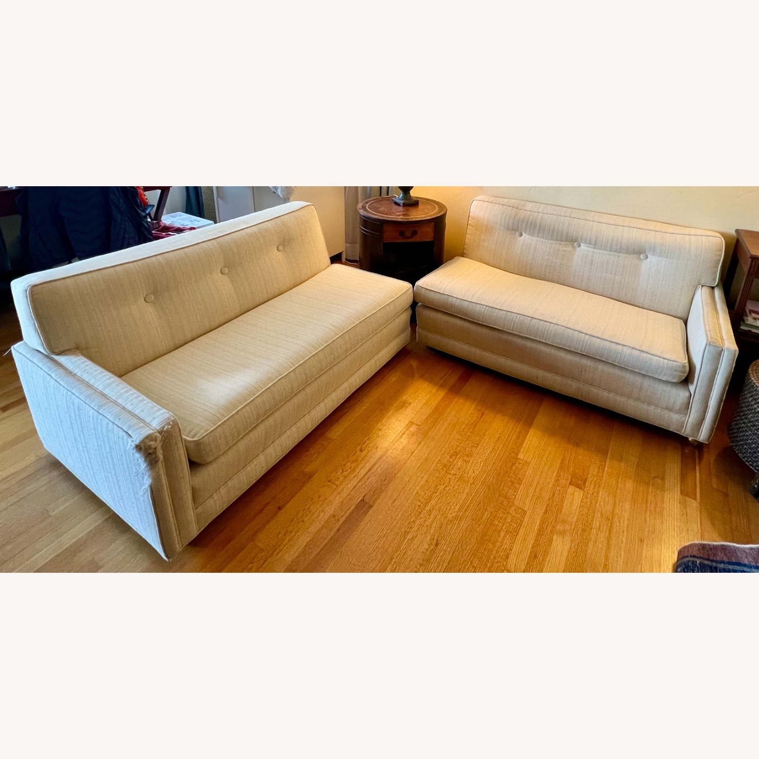 Vintage/Antique White Fabric 2 Piece Sectional - image-0