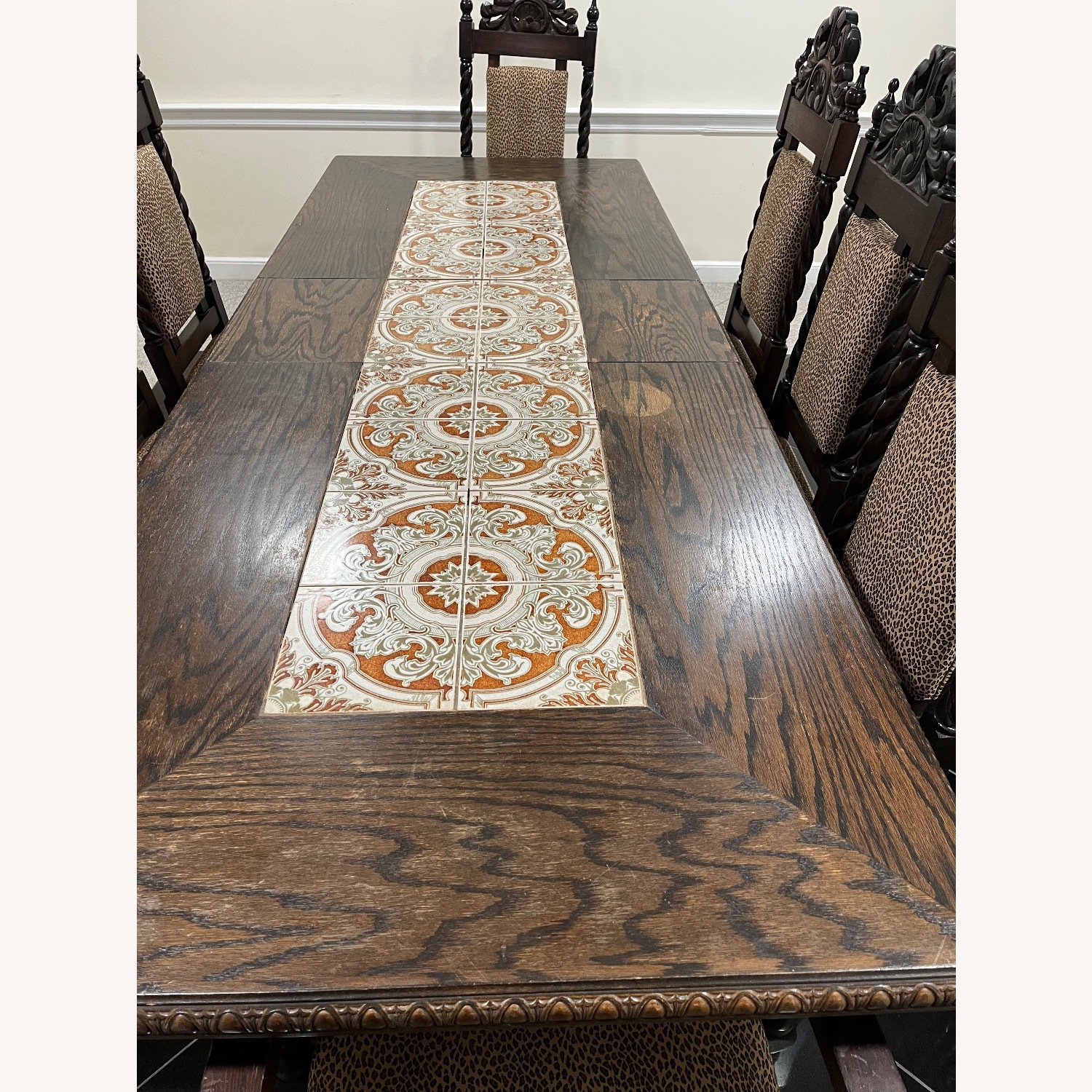 Antique Dark Brown Dining Table - image-6