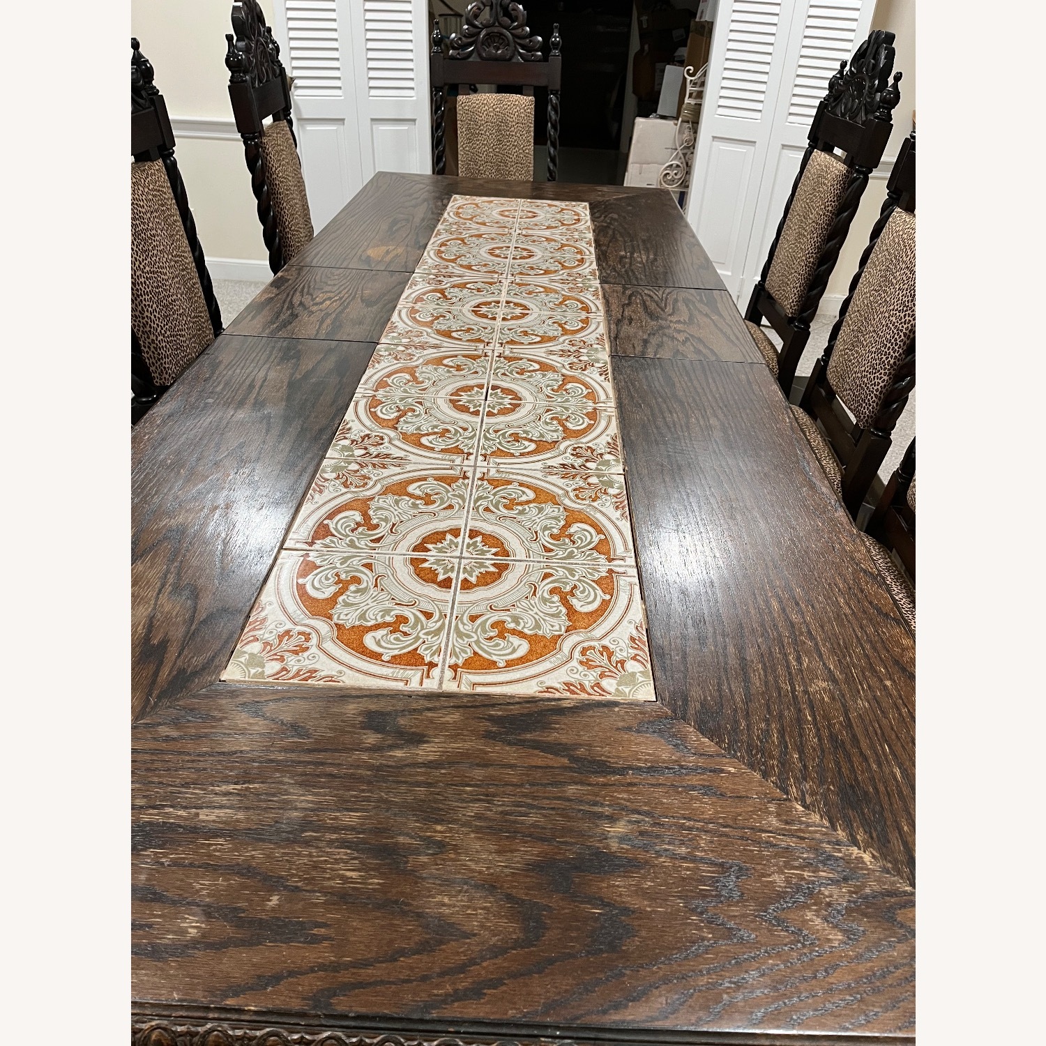 Antique Dark Brown Dining Table - image-4