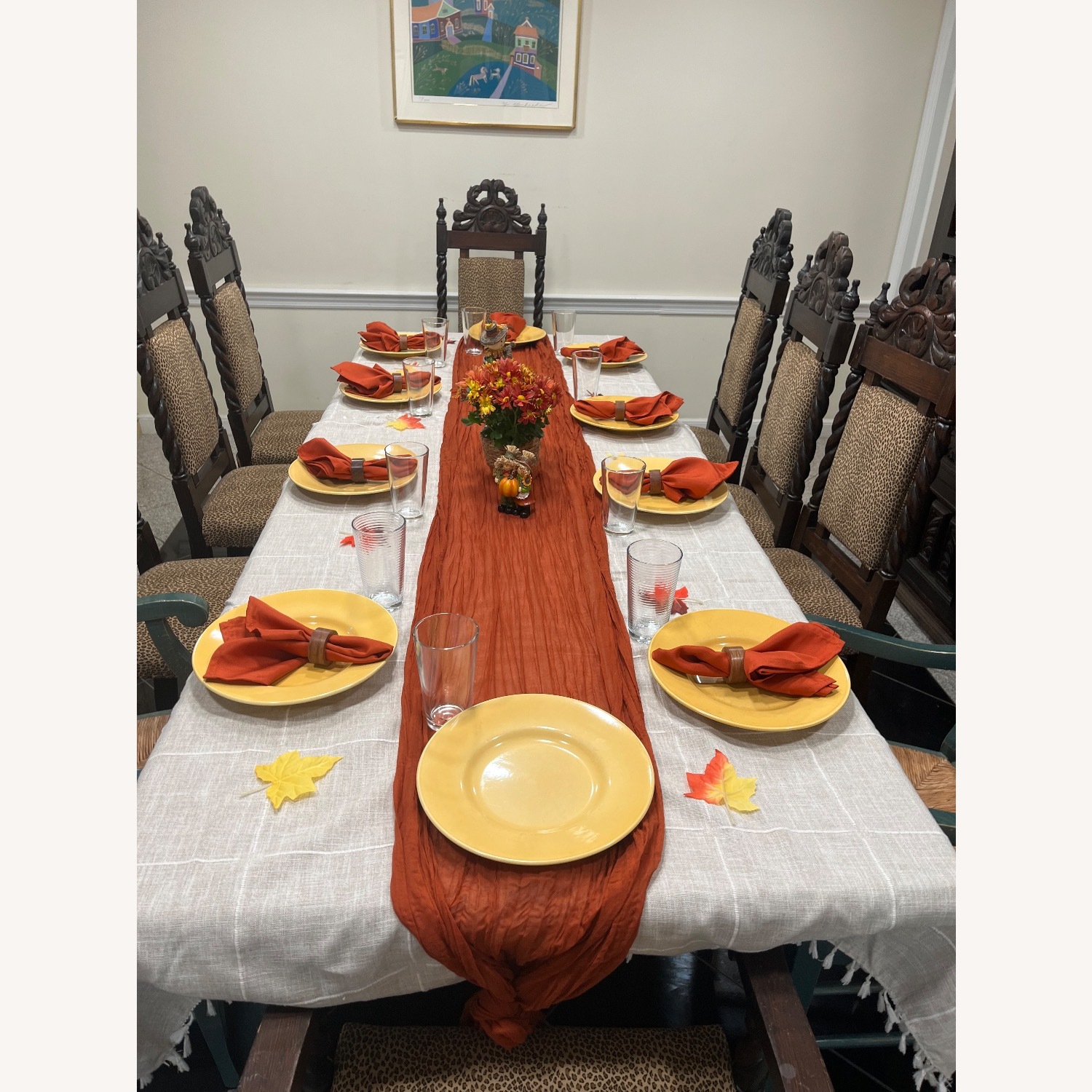 Antique Dark Brown Dining Table - image-2