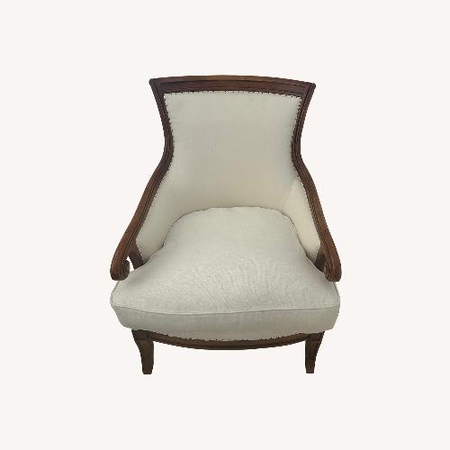 Used Roche Bobois Wood and White Linen Armchair for sale on AptDeco