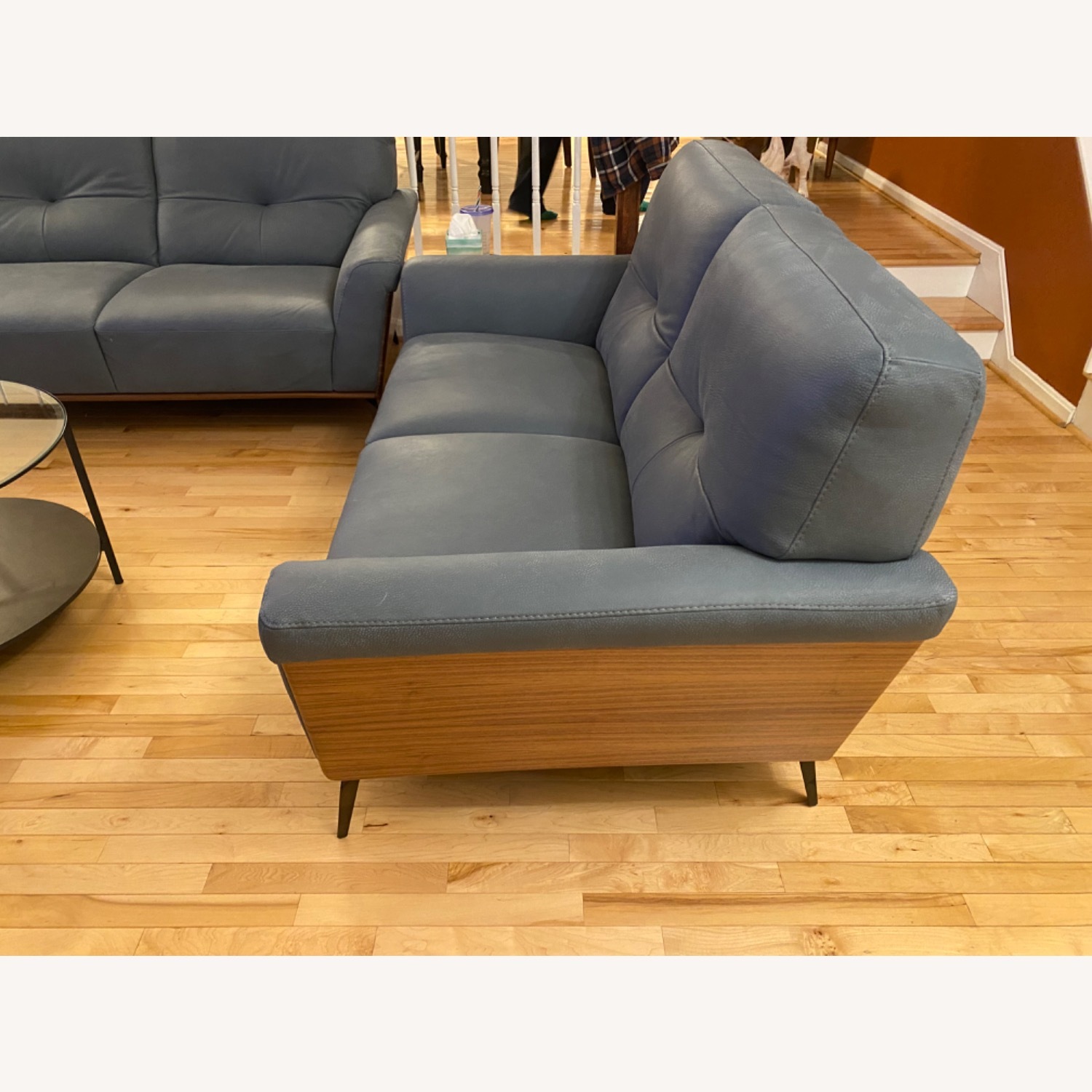 Dark Gray Leather Loveseat - image-4