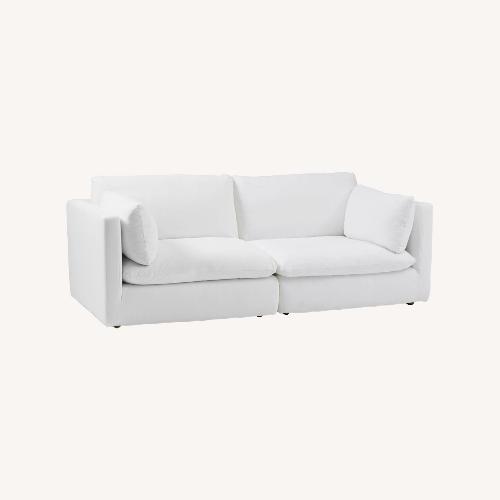 Used West Elm Hampton White Linen 2 Seater Sofa for sale on AptDeco