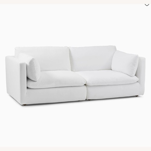 Used West Elm Hampton White Linen 2 Seater Sofa for sale on AptDeco