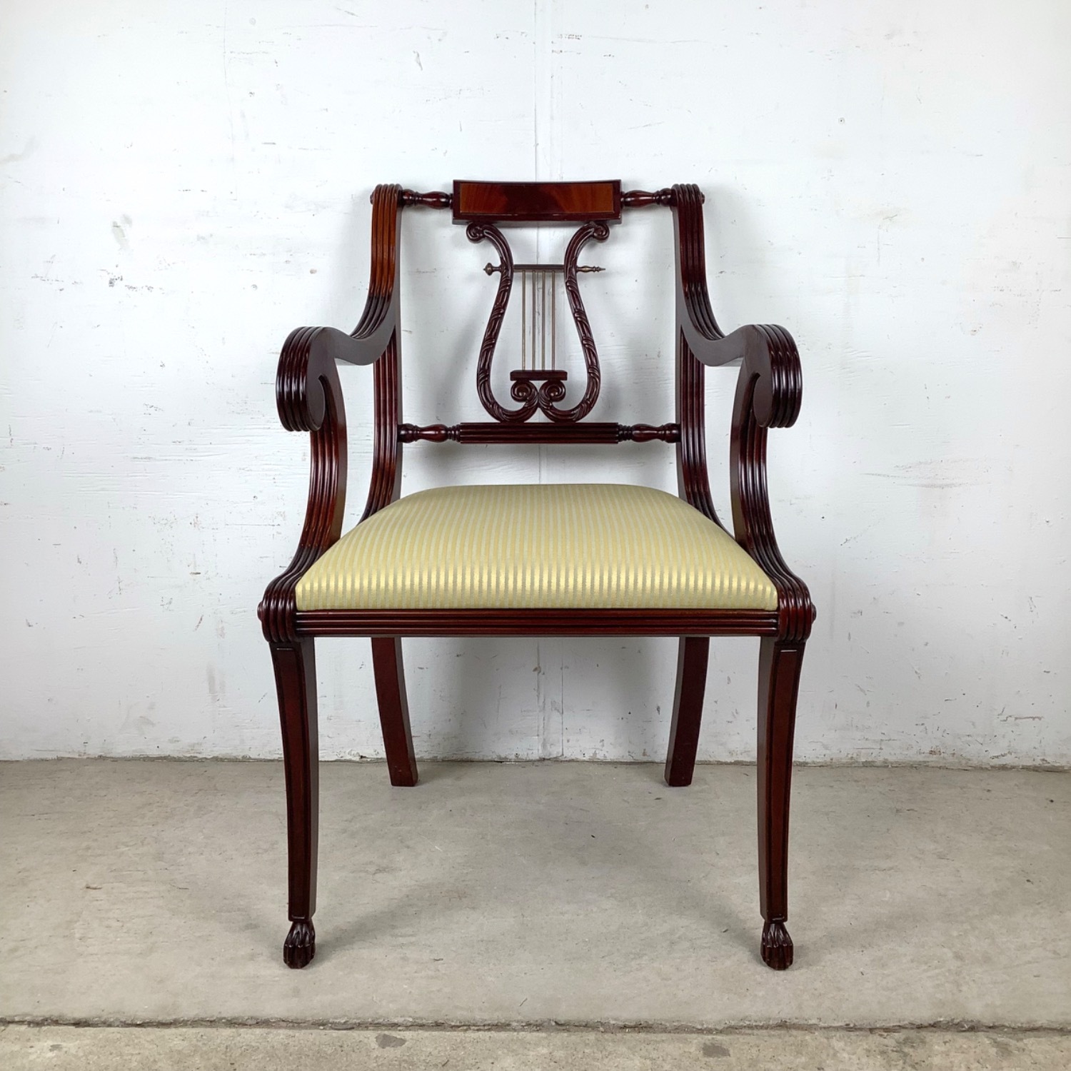 Vintage Lyre-Back Neoclassical Armchair - image-1