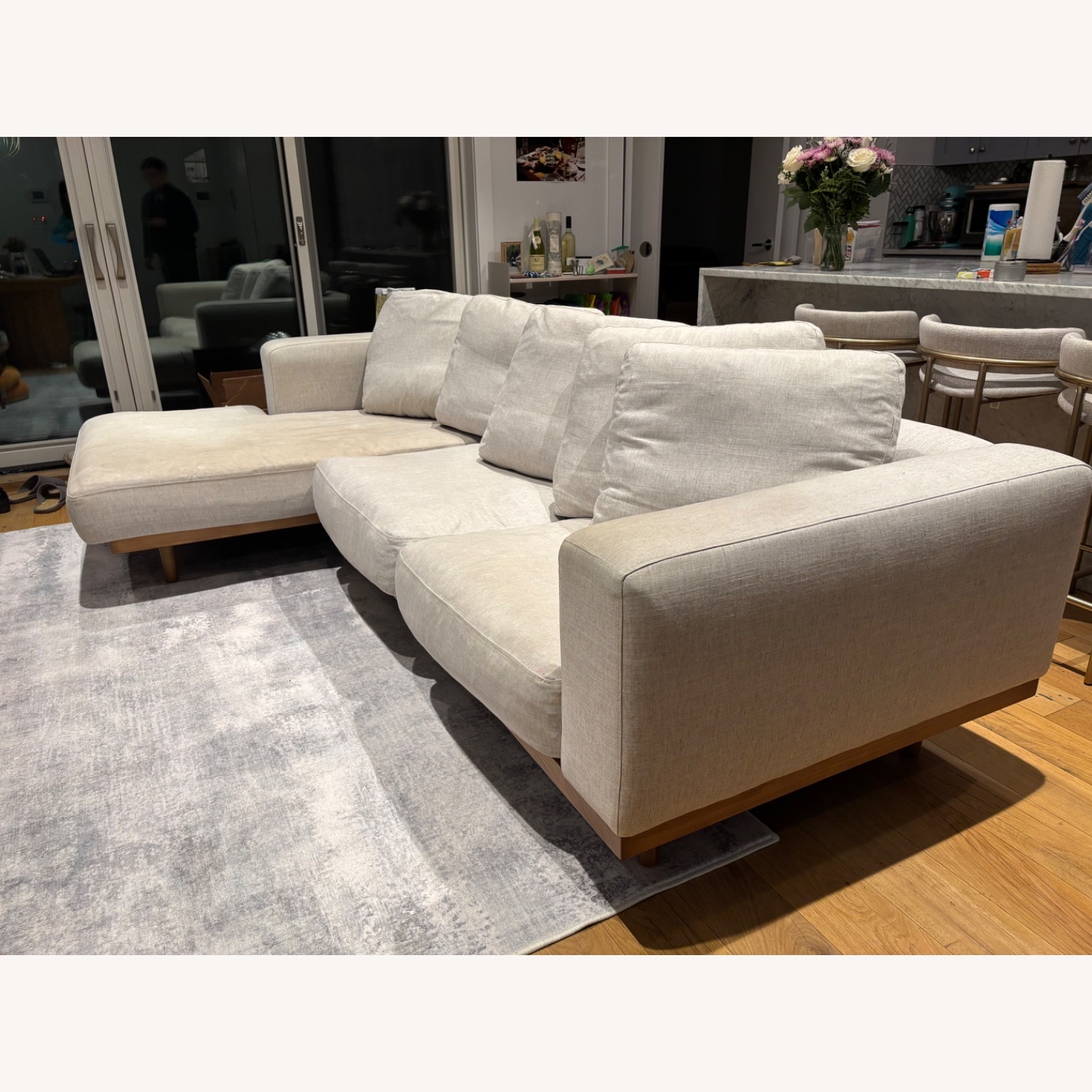 West Elm Newport Light Gray Fabric 3+ Seater Sofa - image-3