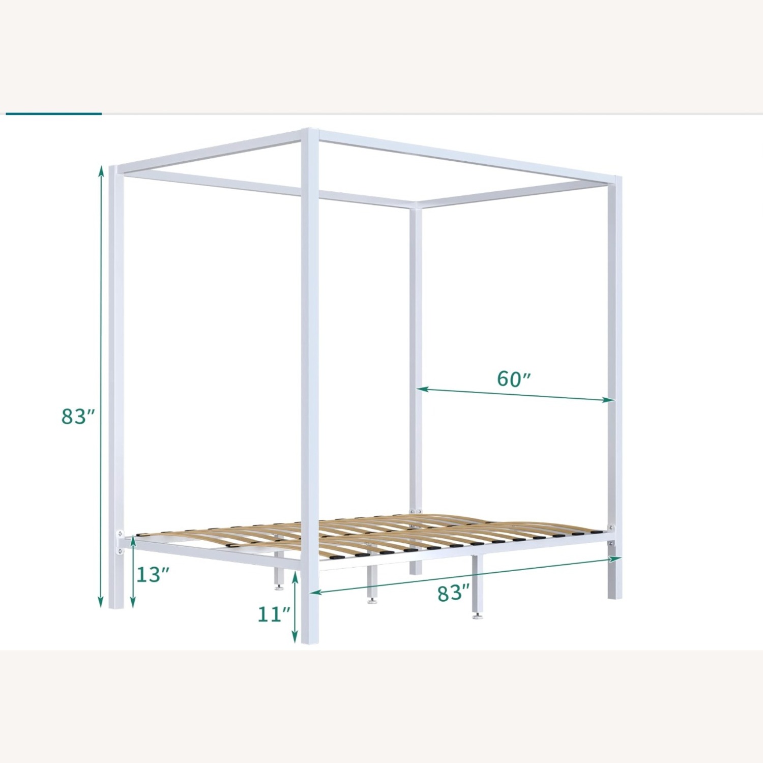 White Metal Queen Bed - image-3