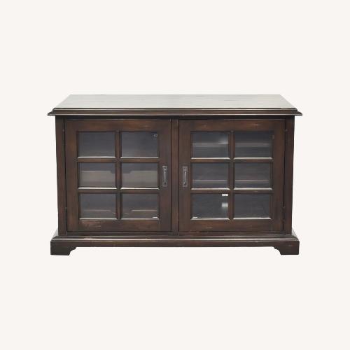 Used Pottery Barn Holstead Windowpane Media Console for sale on AptDeco