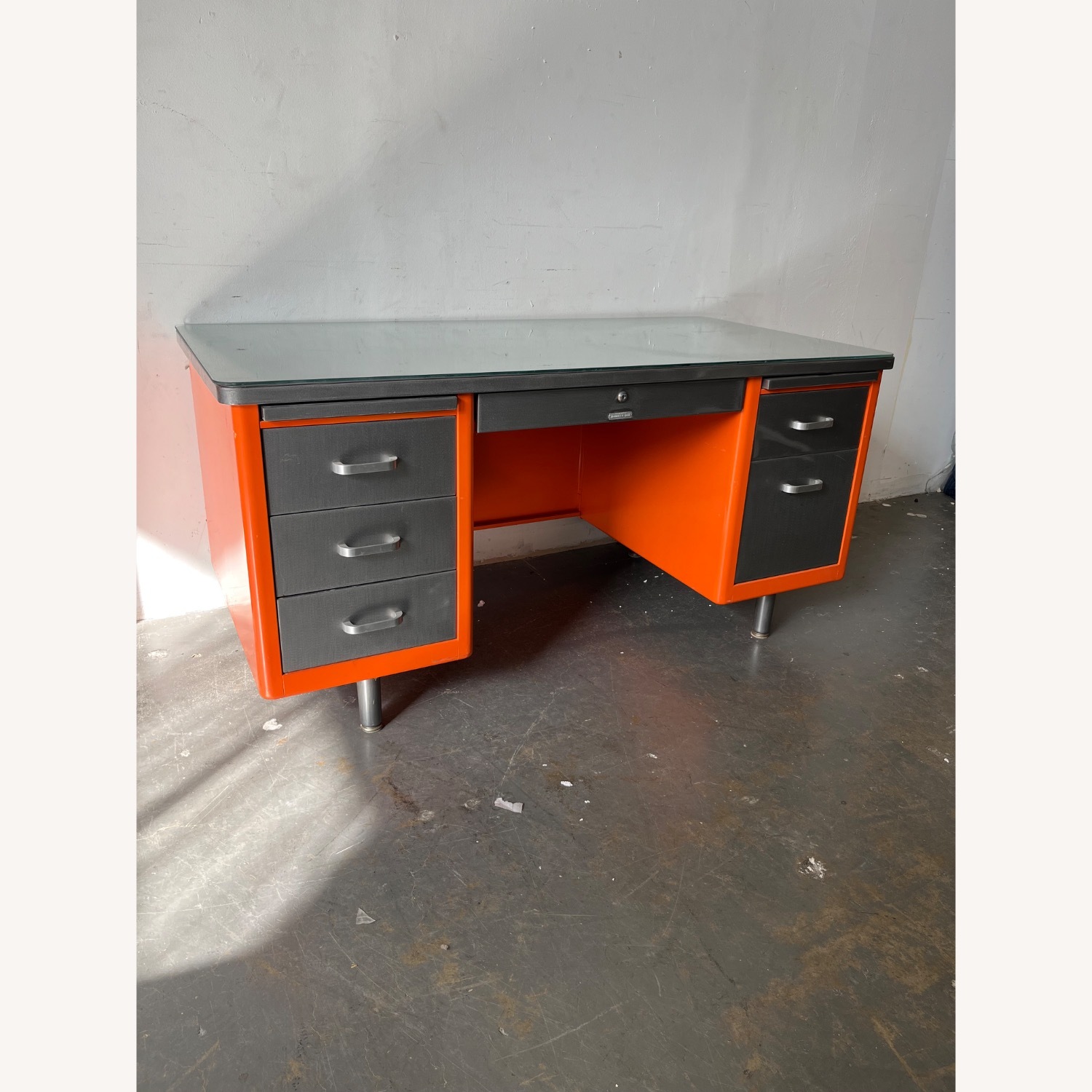 Vintage/Antique Orange Metal Coffee Table - image-1