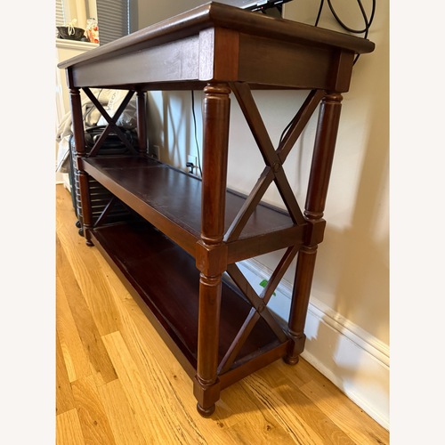 Used Pier 1 Imports Dark Brown Wood Media Storage for sale on AptDeco