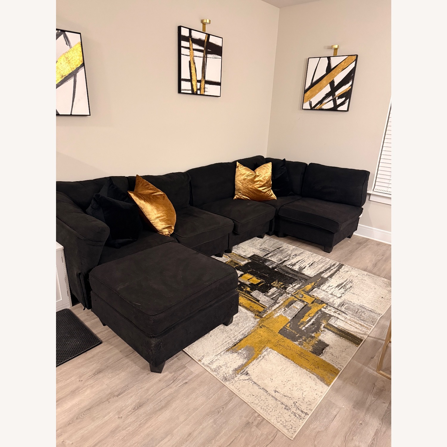 Wayfair Black Fabric 2 Piece Sectional - image-3