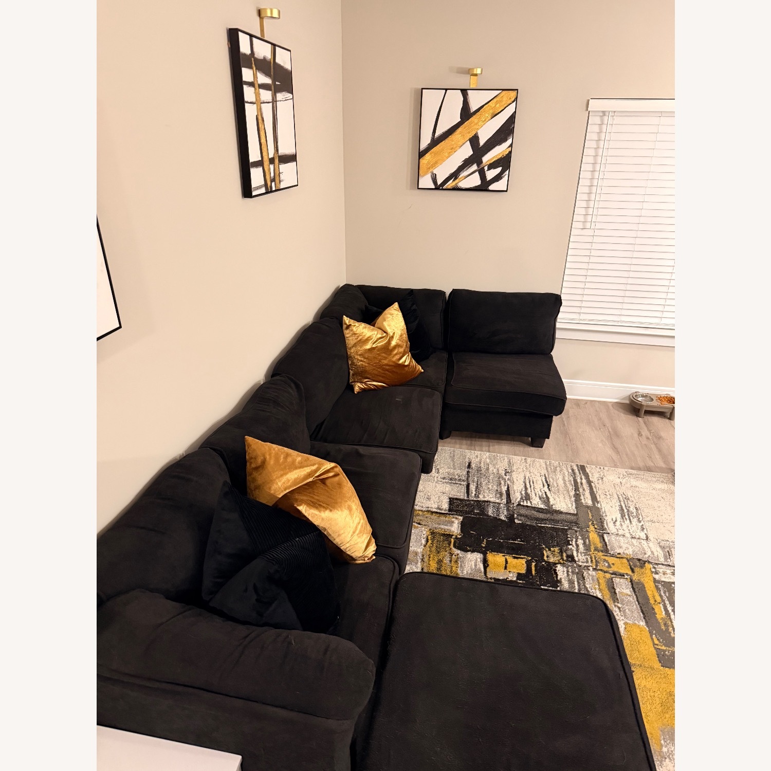 Wayfair Black Fabric 2 Piece Sectional - image-2