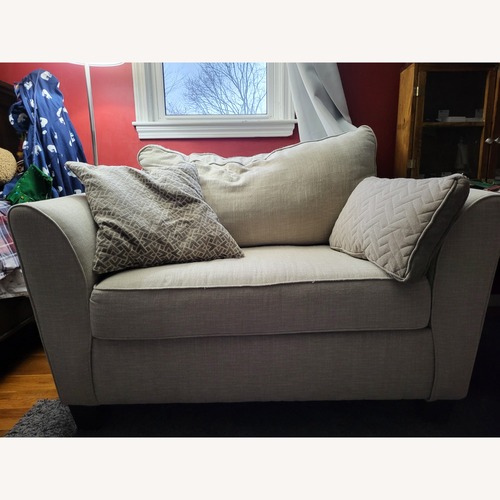 Used Lane Furniture Natural Fabric Chair and a Half for sale on AptDeco