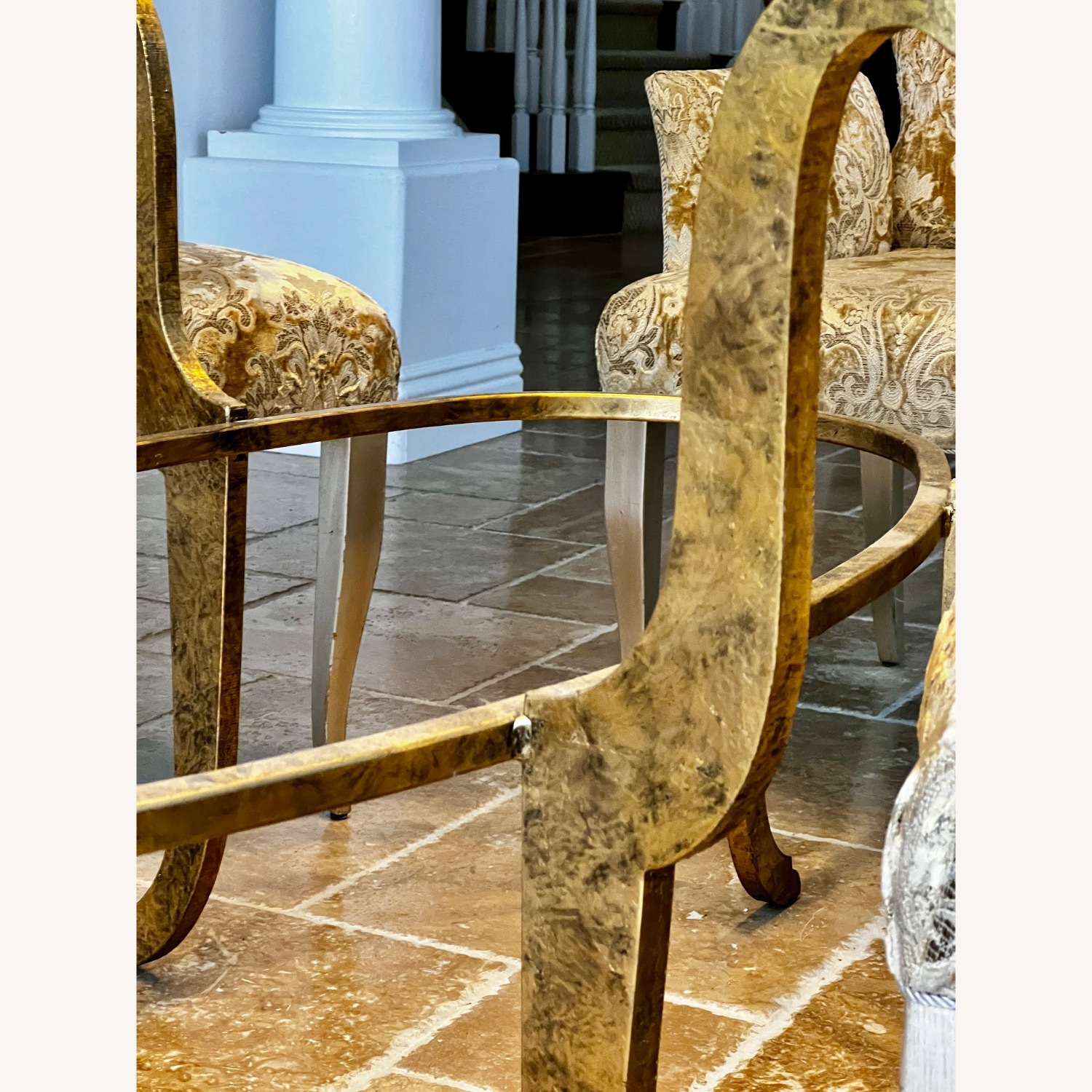 Italian Glass Ogee Glass, Metal, 8 Velvet Chairs - image-2