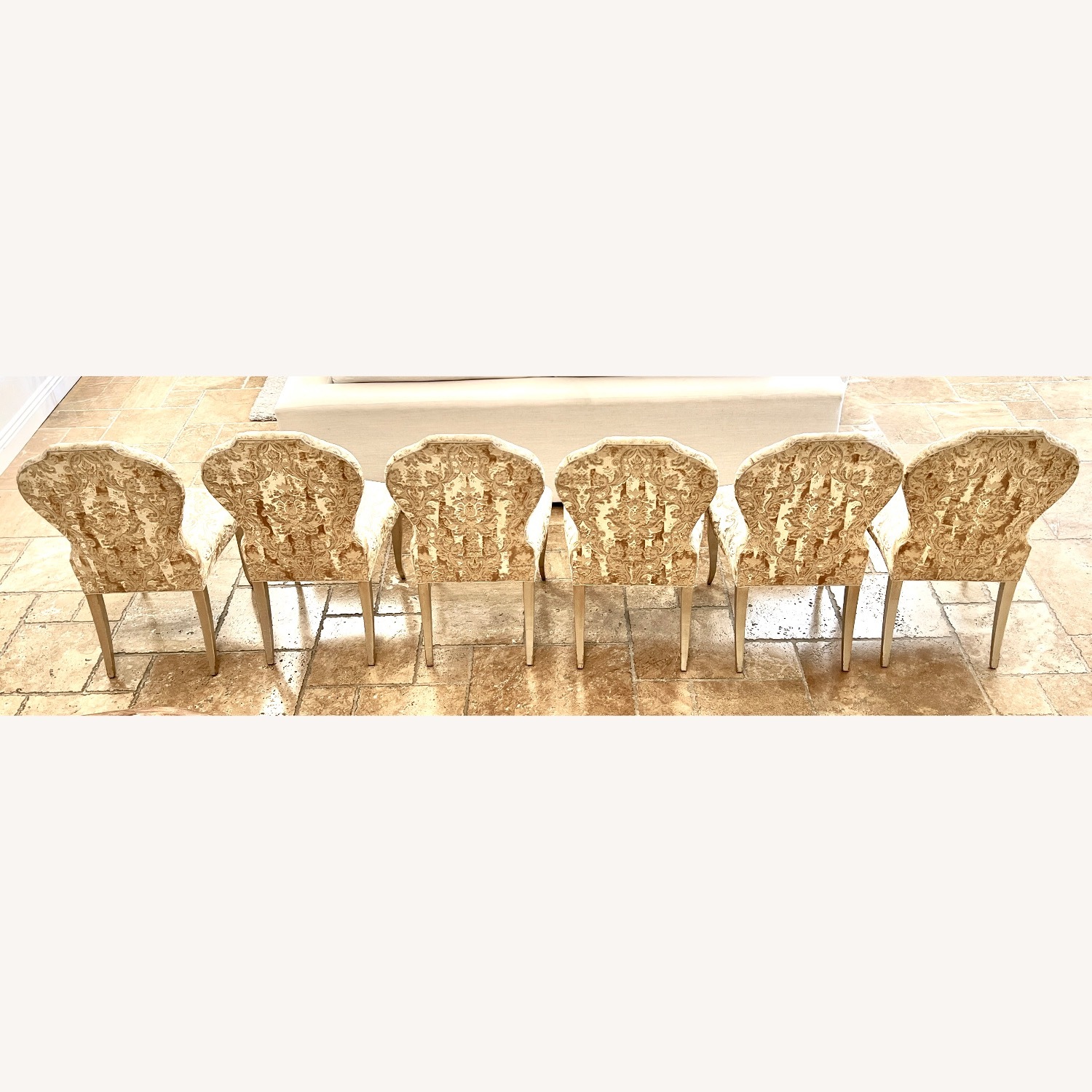 Italian Glass Ogee Glass, Metal, 8 Velvet Chairs - image-4