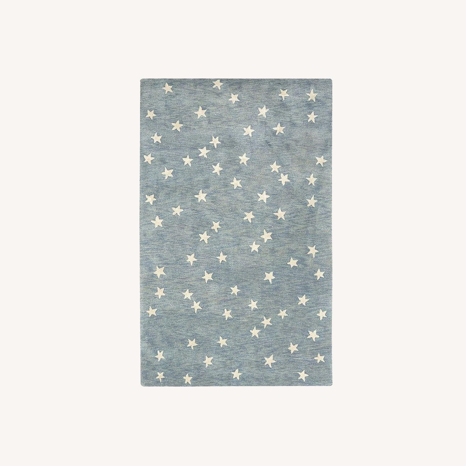 Pottery Barn Blue Starry Wool Rug and Pad 5' x 8' - image-0