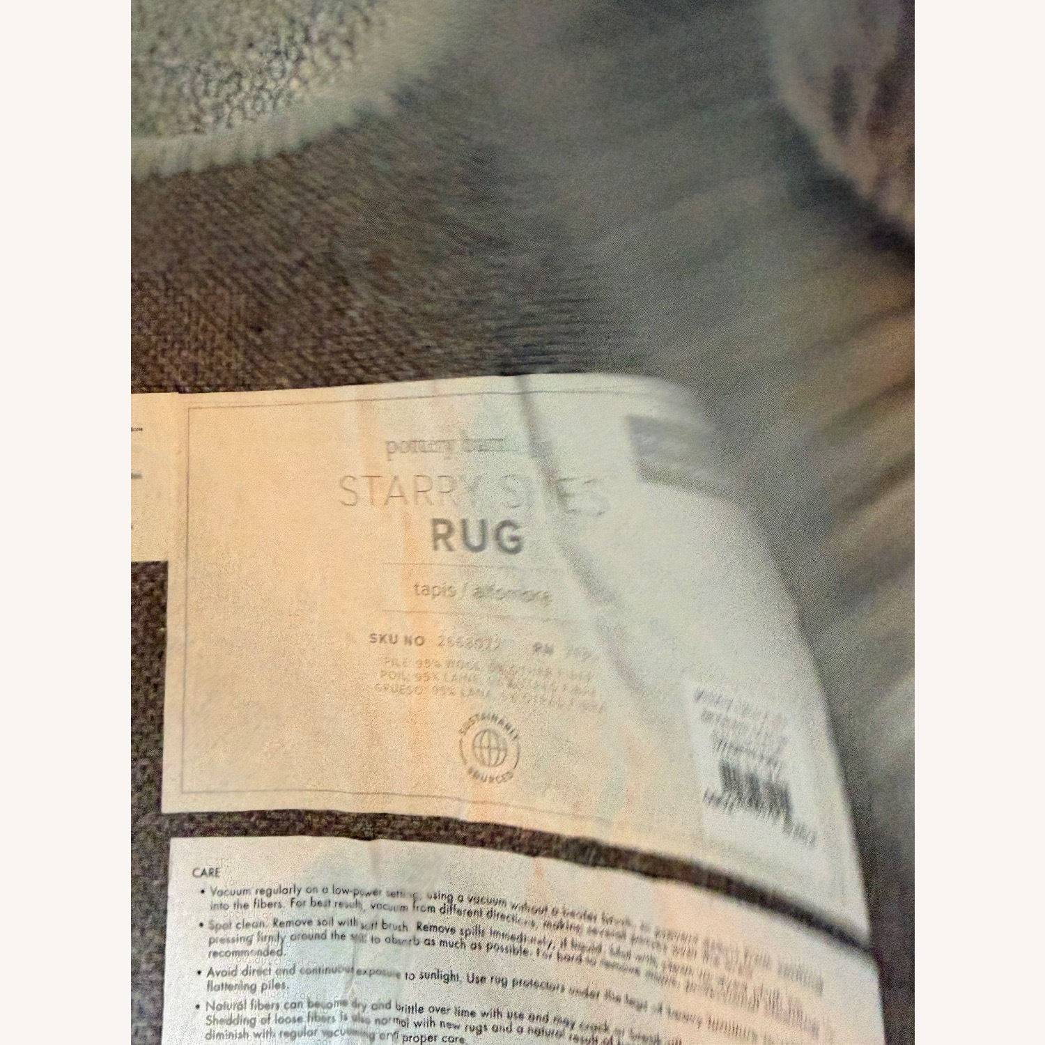 Pottery Barn Blue Starry Wool Rug and Pad 5' x 8' - image-6