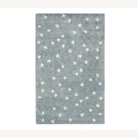 Pottery Barn Blue Starry Wool Rug and Pad 5' x 8'