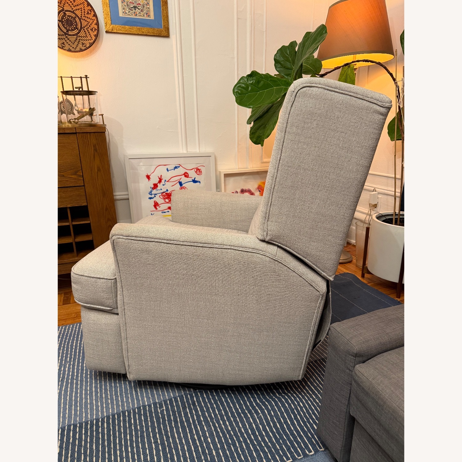 Hemingway Wingback Light Gray Glider/Recliner - image-3