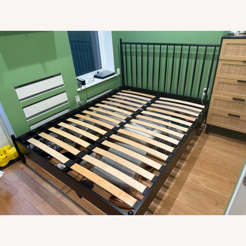 Used Article Lenia Black Wood Queen Bed for sale on AptDeco