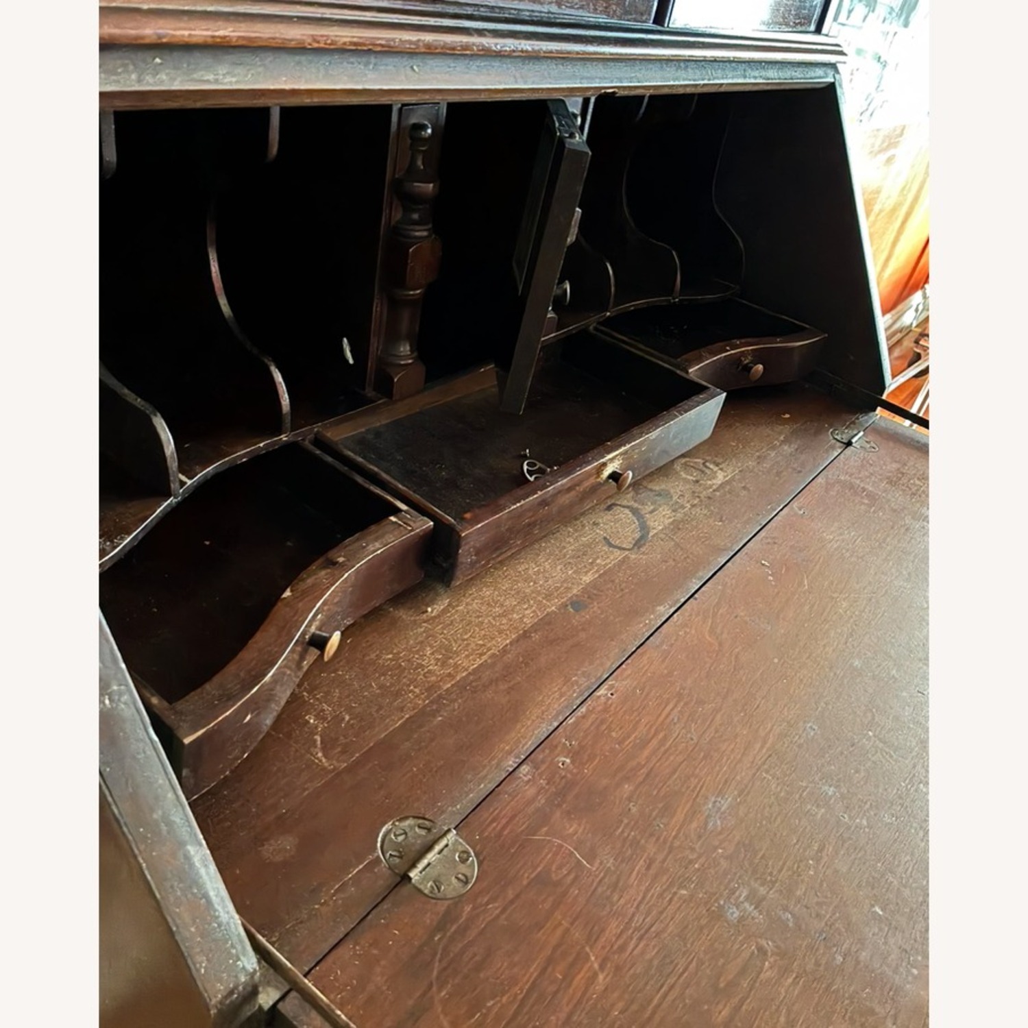 Antique Clawfoot Serpentine 1920s Secretary Desk - image-11