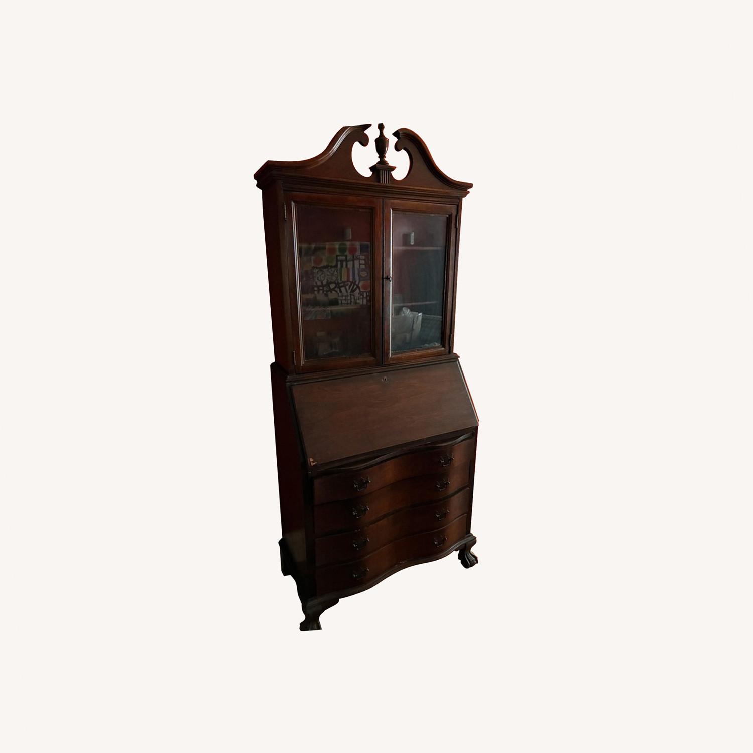 Antique Clawfoot Serpentine 1920s Secretary Desk - image-0