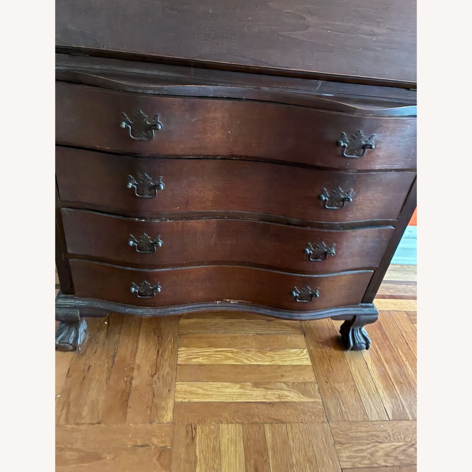 Antique Clawfoot Serpentine 1920s Secretary Desk - image-3