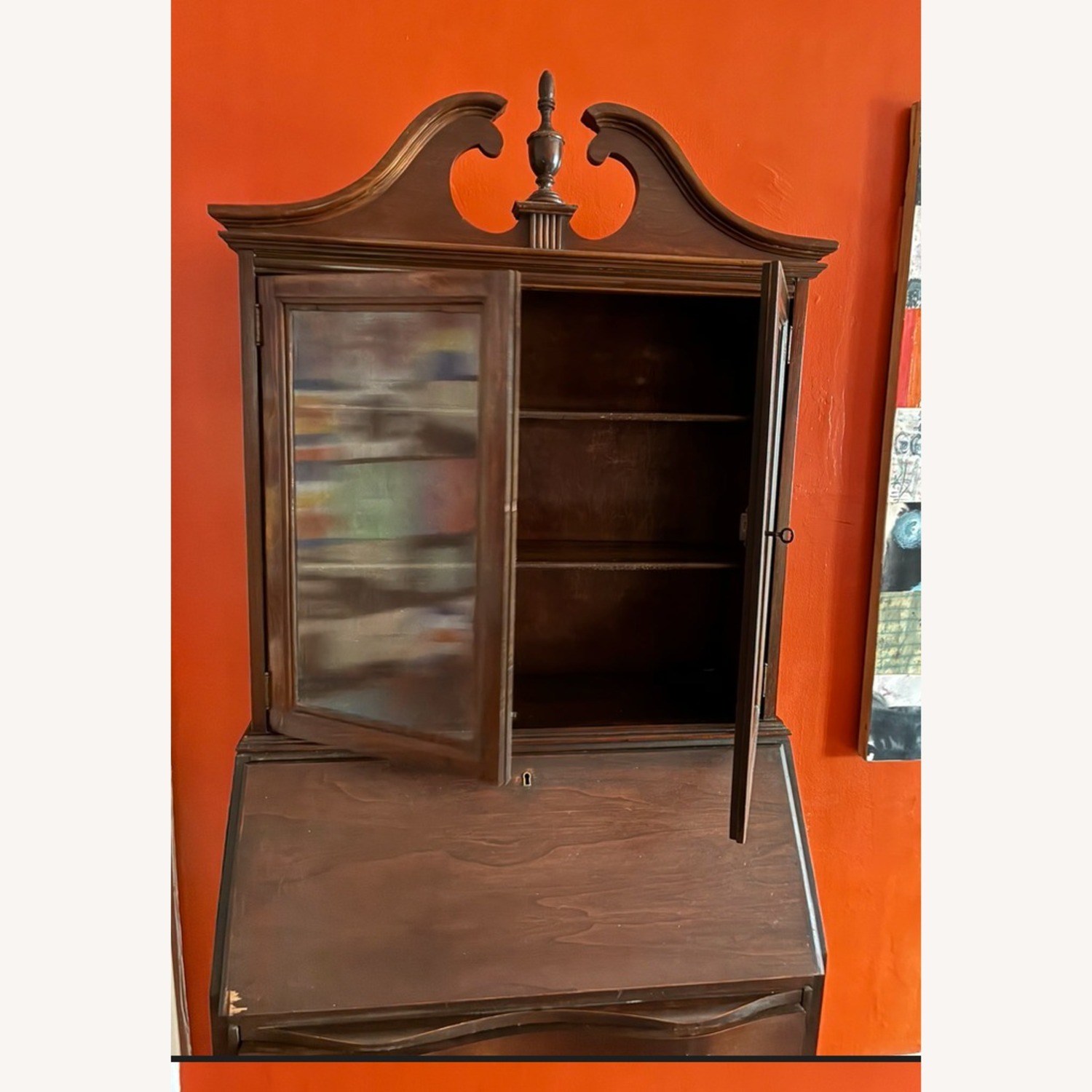 Antique Clawfoot Serpentine 1920s Secretary Desk - image-7