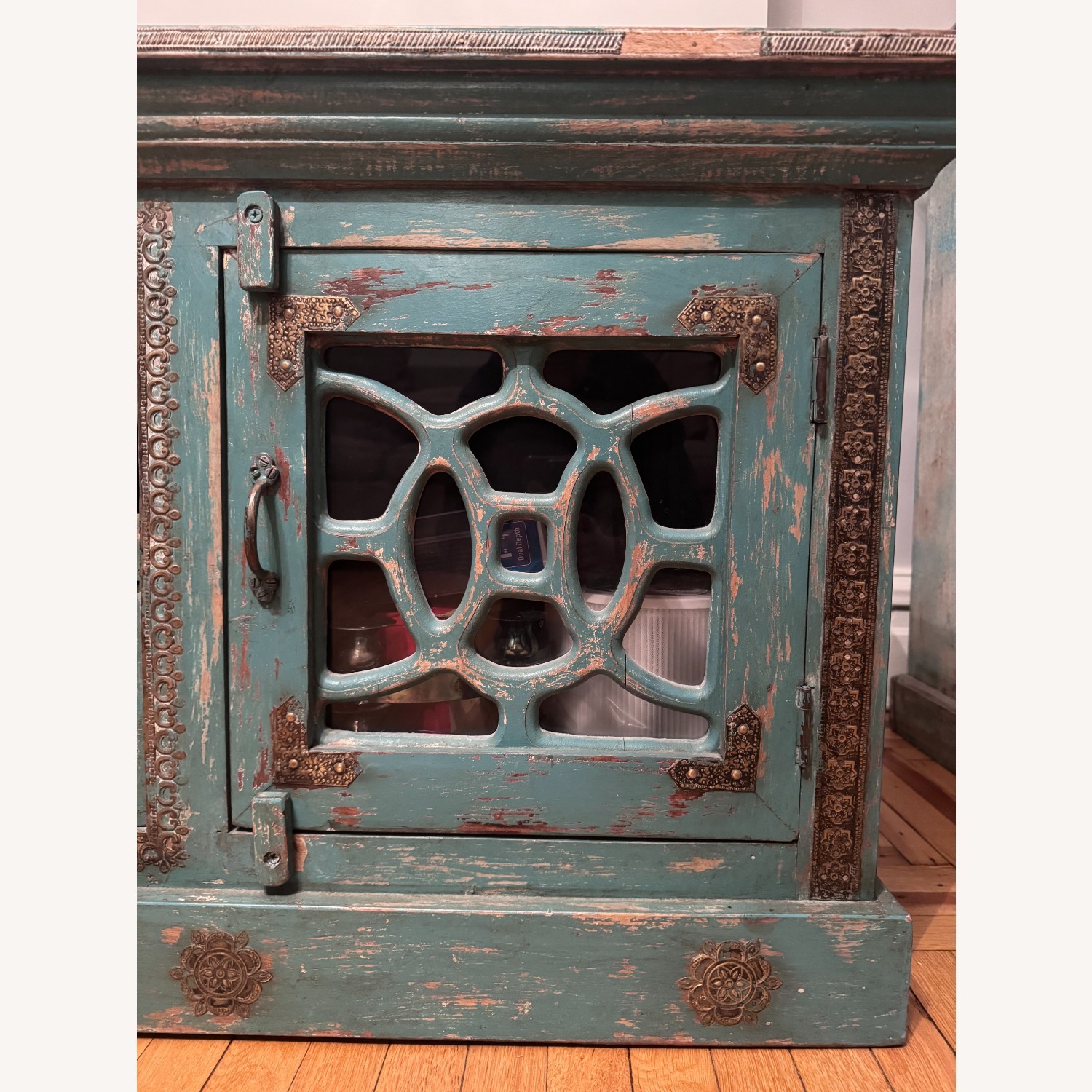 Vintage/Antique Finds Blue Wood Media Storage - image-3