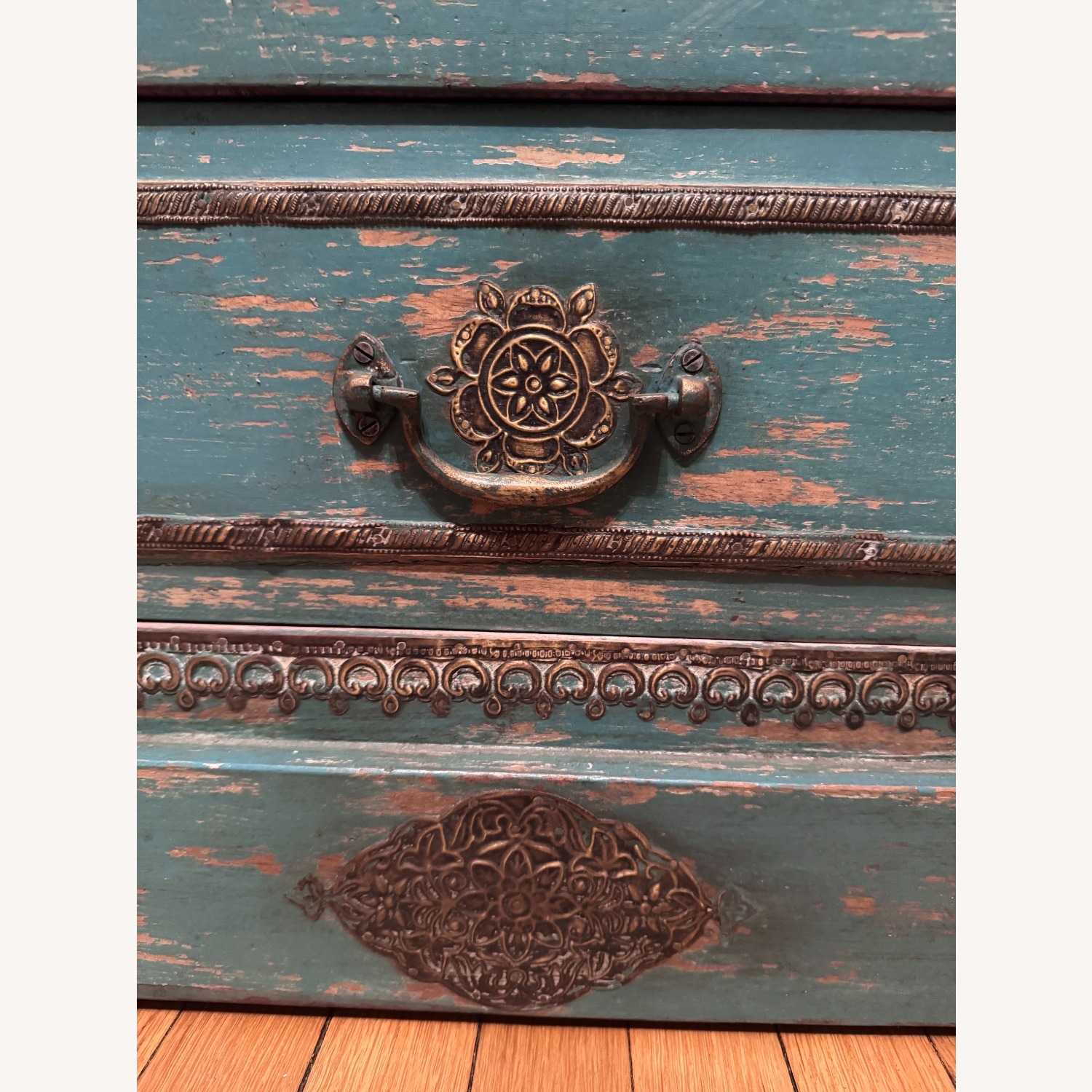 Vintage/Antique Finds Blue Wood Media Storage - image-4