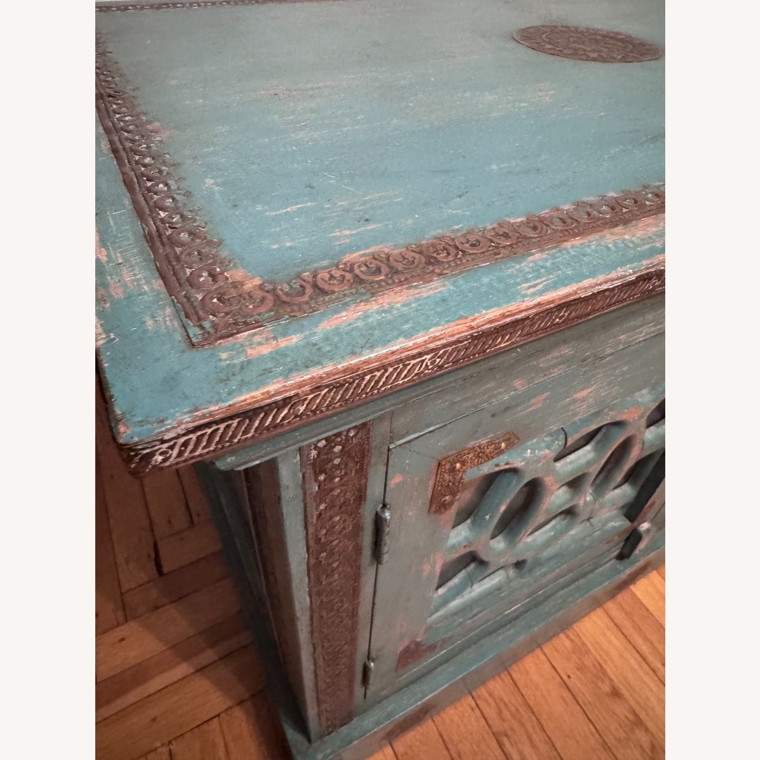 Vintage/Antique Finds Blue Wood Media Storage - image-2