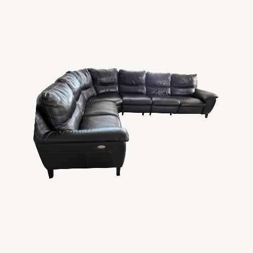 Used Macy's Dark Brown Leather 3+ Piece Sectional for sale on AptDeco