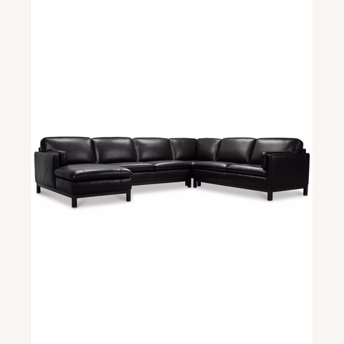 Used Macy's Dark Brown Leather 3+ Piece Sectional for sale on AptDeco