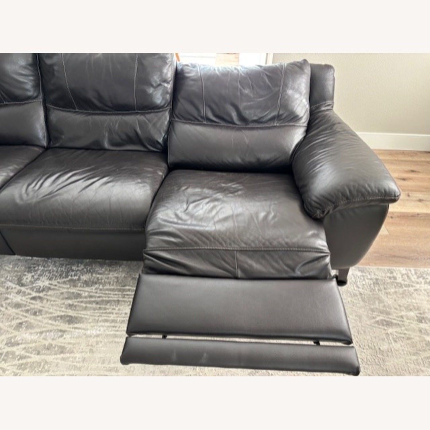 Macy's Dark Brown Leather 3+ Piece Sectional - image-3