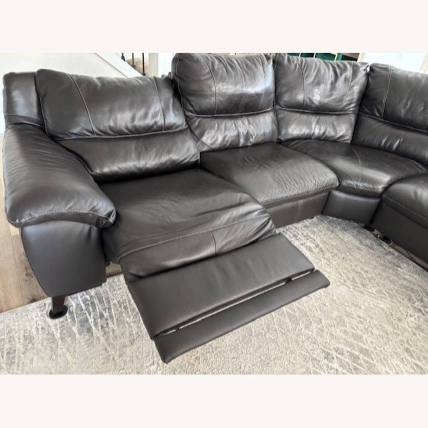 Macy's Dark Brown Leather 3+ Piece Sectional - image-9