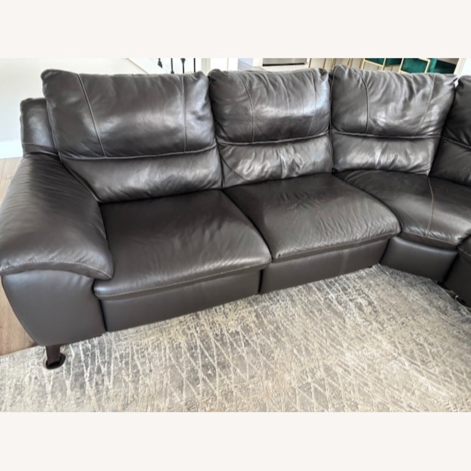Macy's Dark Brown Leather 3+ Piece Sectional - image-8