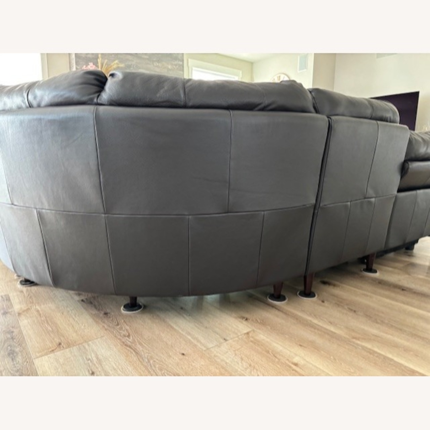 Macy's Dark Brown Leather 3+ Piece Sectional - image-7