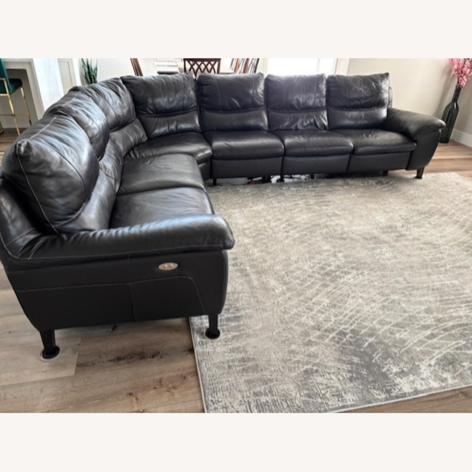 Macy's Dark Brown Leather 3+ Piece Sectional - image-1