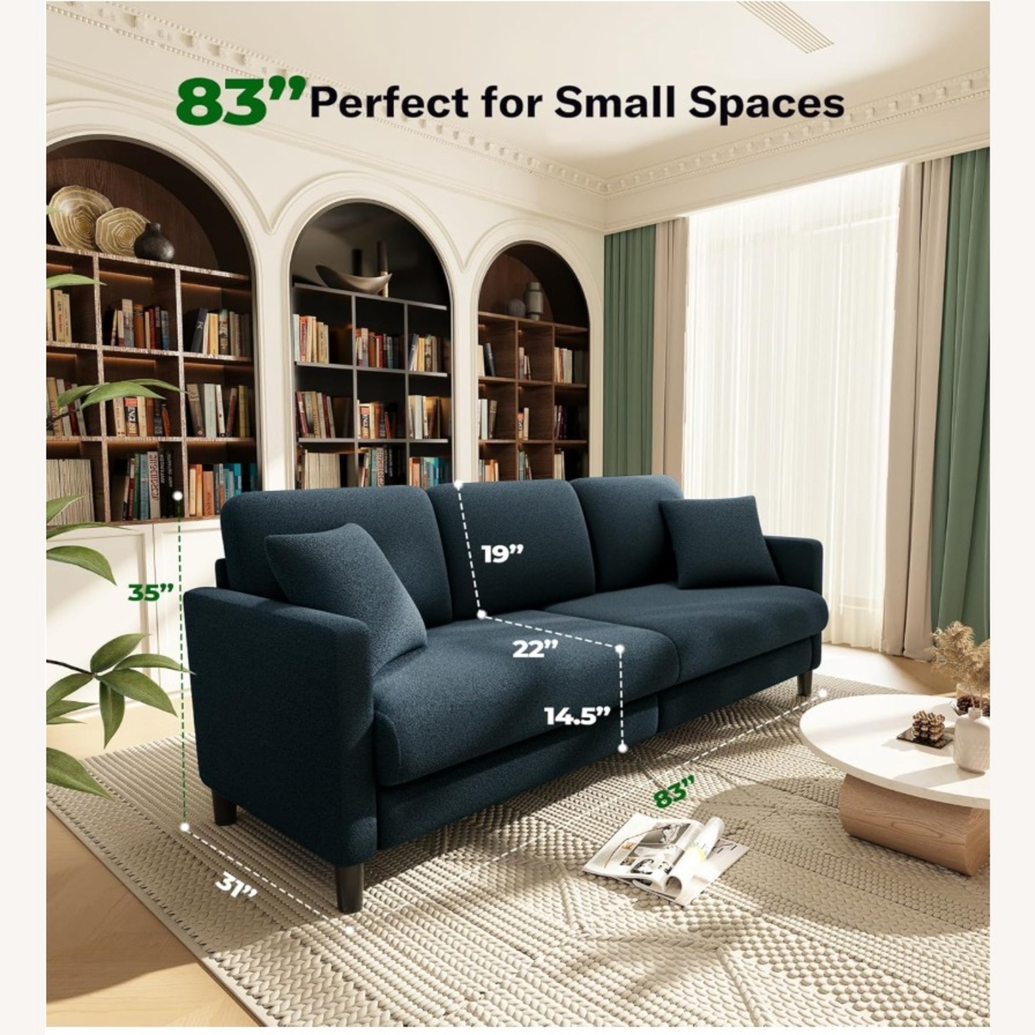 Amazon Blue Wood 3+ Seater Sofa - image-2