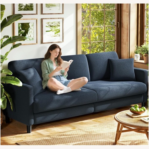 Used Amazon Blue Wood 3+ Seater Sofa for sale on AptDeco